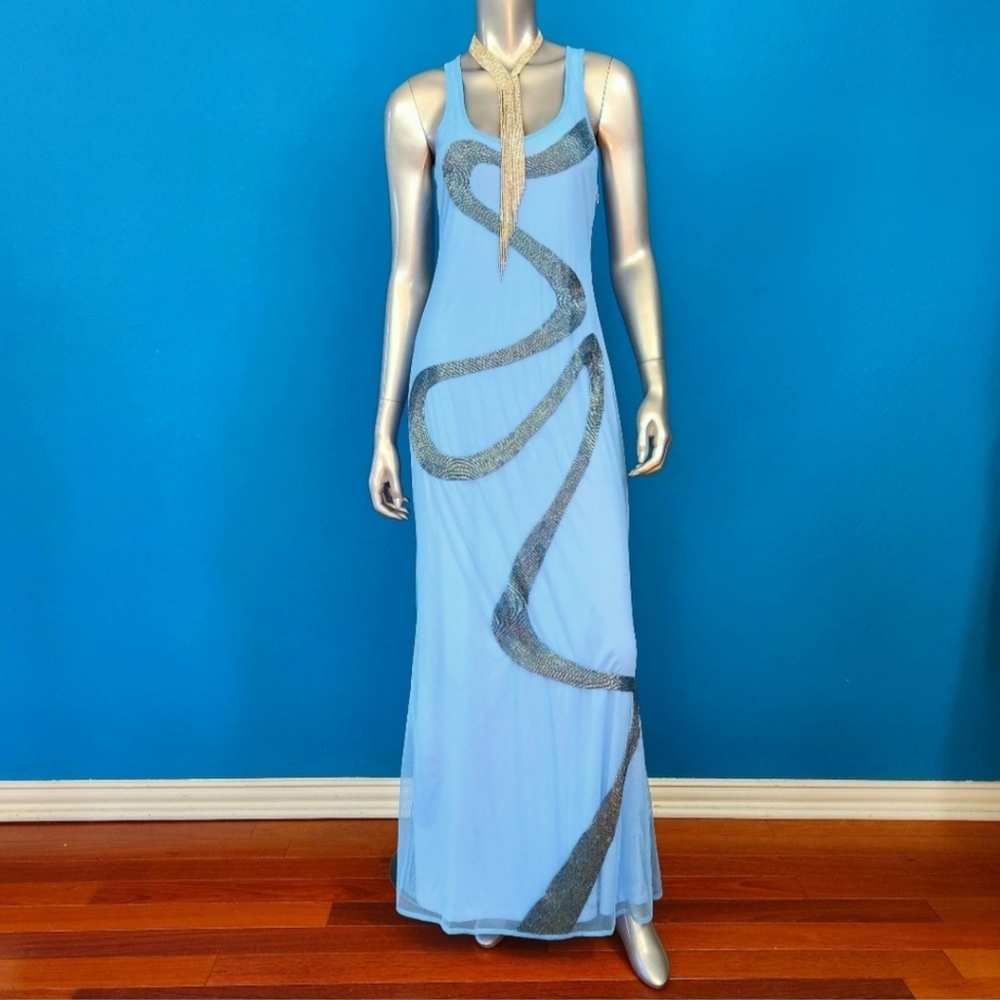 🆕️🌊 ASOS DESIGN Ocean Blue Sequin Swirl Mermaid Maxi Dress // (NWT)